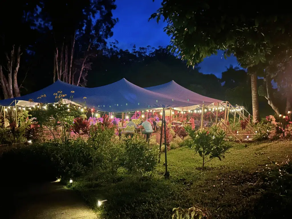 Common Ground Kauai Lei Garden Tent Night