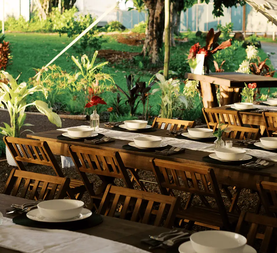Tent with tables setting