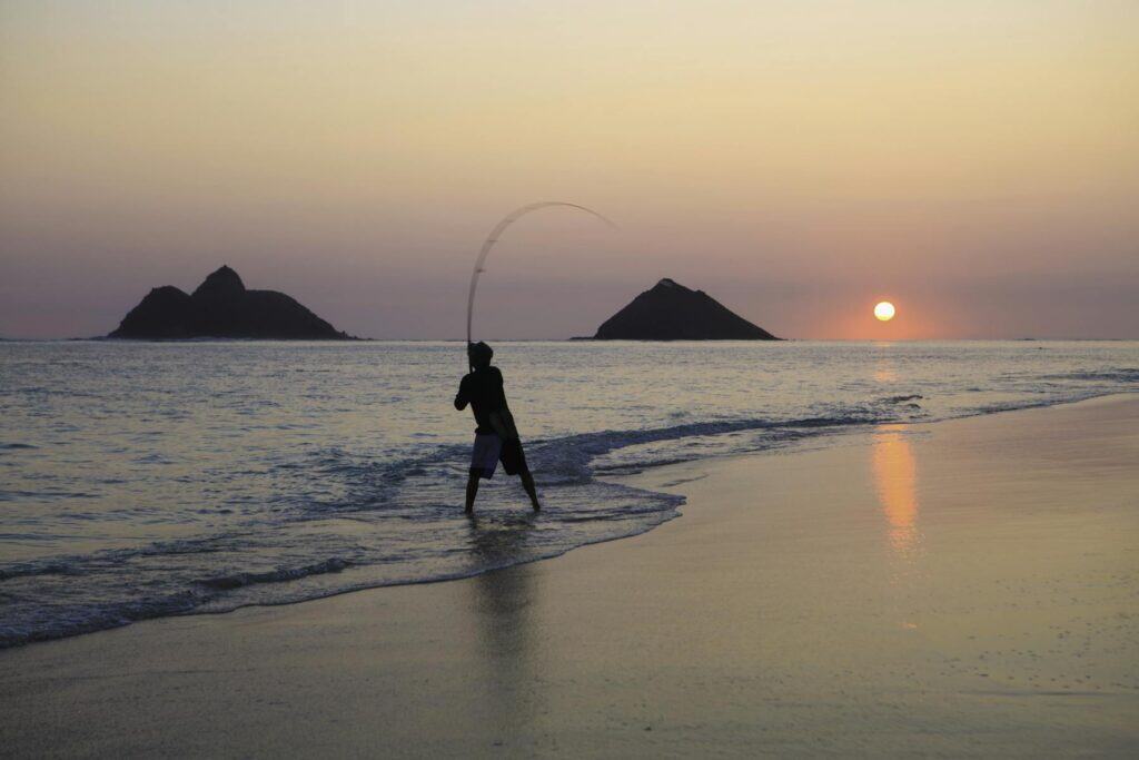 A fisherman in Kauai Hawaii
